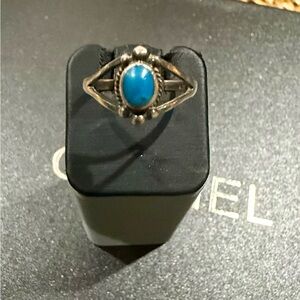 Vintage Navajo Sterling Silver Persian Turquoise Ring